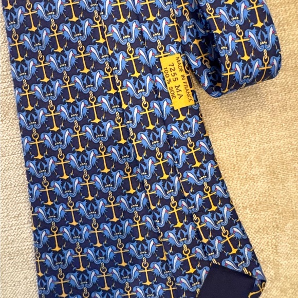 Hermes’ Nautical Blue and Gold Tie - Picture 2 of 7